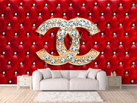 Wall Mural - Chanel sign on a red background