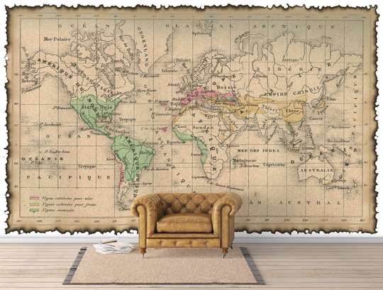 Fototapet, Harta lumii în stil vechi