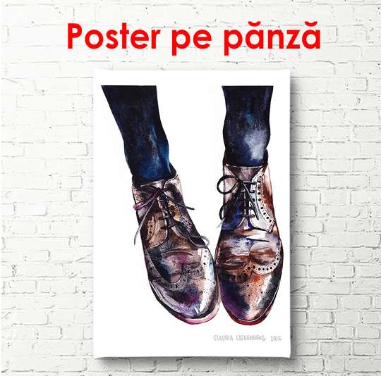 Постер - Мужские туфли, 30 x 45 см, Холст на подрамнике