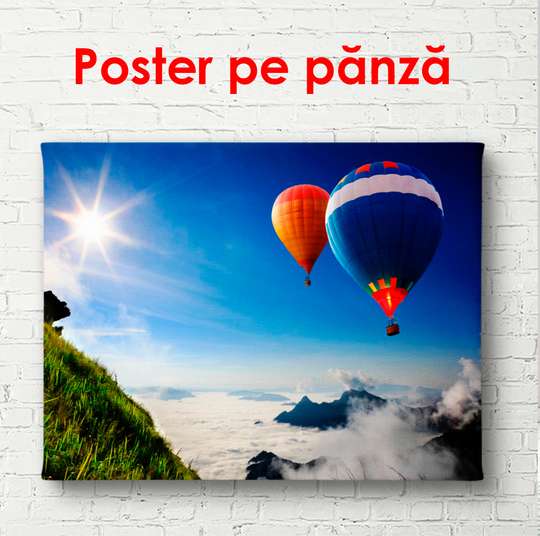 Poster - Balloons in the blue sky, 90 x 60 см, Framed poster