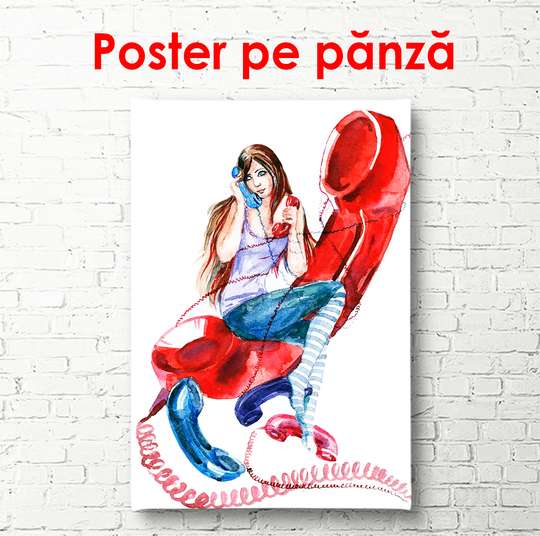Постер - Разговорчивая девушка, 60 x 90 см, Постер в раме