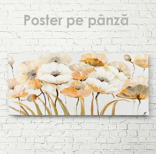 Poster - Bouquet of beige flowers, 40 x 40 см, Canvas on frame
