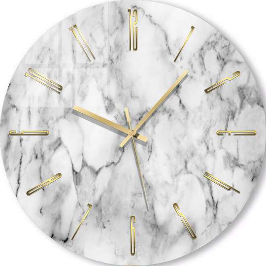 Glass clock - Grey-white marble, 30cm