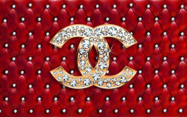 Fototapet - Sigla Chanel pe un fоnd roșu