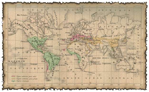 Фотообои - Карта мира в старинном стиле