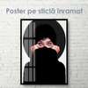 Poster - Girl in black, 45 x 90 см, Framed poster on glass, Different