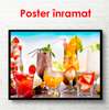 Poster - Summer cocktails on the background of the beach, 90 x 60 см, Framed poster on glass, Food and Drinks