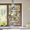 Window Privacy Film, Decorative stained glass window with multicoloured flowers, 60 x 90cm, Transparent, Window Film