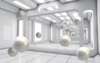 3Д Фотообои - Белые жемчужины парящие в 3Д тоннеле