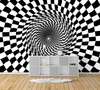 Wall Mural - Geometric black and white tunnel