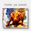 Poster - Golden bull against the background of an American banknote, 45 x 30 см, Canvas on frame
