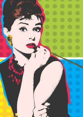 Poster - Drawing of a lady in retro style, 30 x 60 см, Canvas on frame