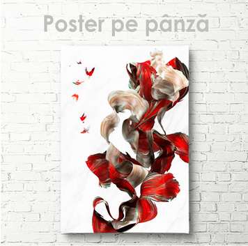 Poster - Abstracție strălucitoare cu păsări, 30 x 45 см, Panza pe cadru, Abstracție