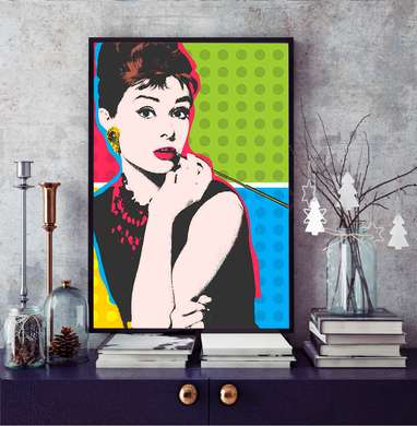 Poster - Desen al unei domnișoare în stil retro, 30 x 60 см, Panza pe cadru