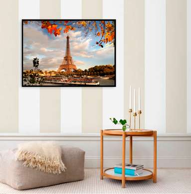 Poster - Turnul Eiffel toamna, 90 x 60 см, Poster înrămat