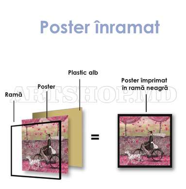 Poster - Plimbare de primăvară prin oraș, 100 x 100 см, Poster inramat pe sticla, Diverse