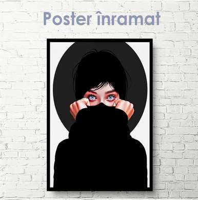 Постер - Девушка в черном, 30 x 60 см, Холст на подрамнике