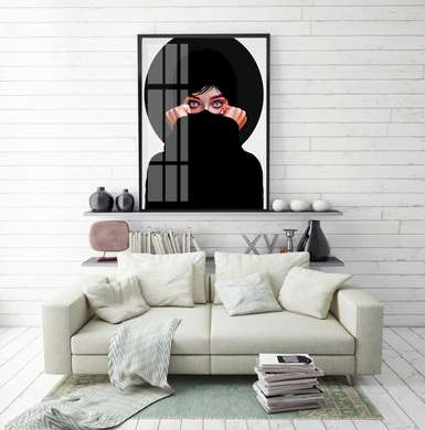 Poster - Girl in black, 30 x 60 см, Canvas on frame