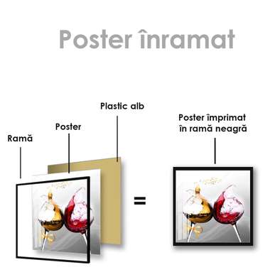 Poster - Wine in glasses, 100 x 100 см, Framed poster on glass, Food and Drinks