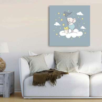Poster - Mouse on a cloud, 40 x 40 см, Canvas on frame