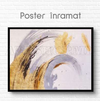 Poster - Golden Lines, 90 x 60 см, Framed poster on glass, Abstract