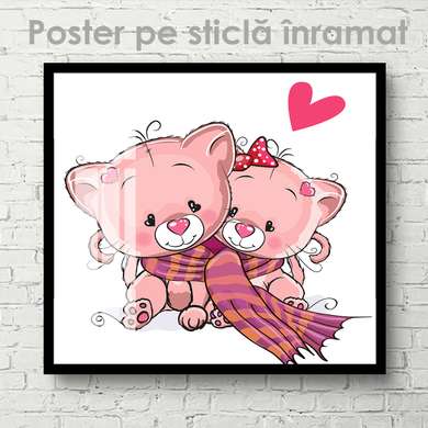 Poster - Two cats, 40 x 40 см, Canvas on frame, For Kids