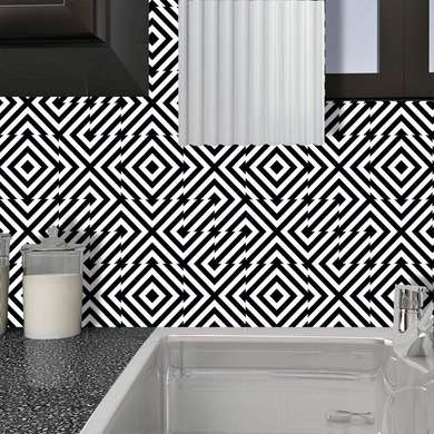 Tile in op art style with black and white diagonal lines, Imitation tiles