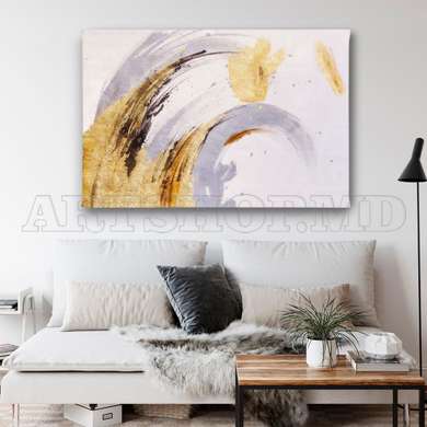 Poster - Golden Lines, 90 x 60 см, Framed poster on glass, Abstract