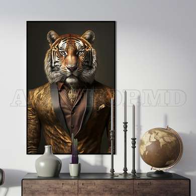 Poster - Elegant tiger, 60 x 90 см, Framed poster on glass, Animals