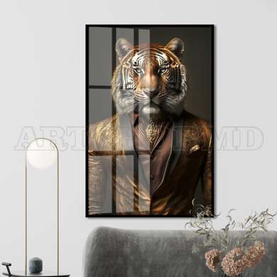 Poster - Elegant tiger, 60 x 90 см, Framed poster on glass, Animals