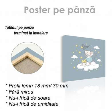 Poster - Șoricel pe nor, 40 x 40 см, Panza pe cadru, Pentru Copii