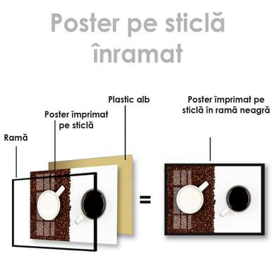 Poster - Cafea cu lapte, 90 x 60 см, Poster inramat pe sticla