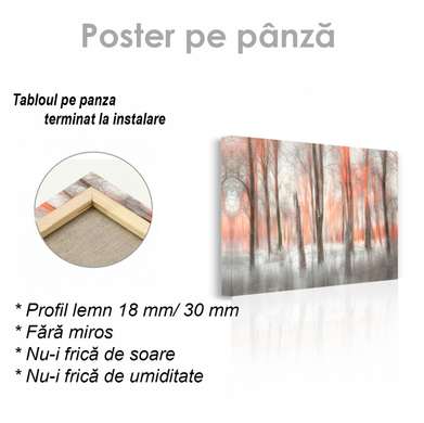Poster - Copaci în pădure înnorată, 90 x 60 см, Poster inramat pe sticla