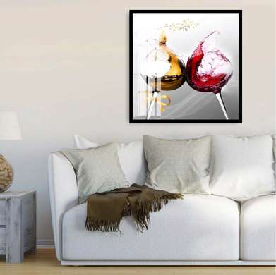 Poster - Wine in glasses, 40 x 40 см, Canvas on frame
