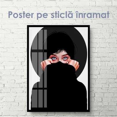 Постер - Девушка в черном, 45 x 90 см, Постер на Стекле в раме, Разные