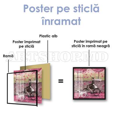 Poster - Plimbare de primăvară prin oraș, 100 x 100 см, Poster inramat pe sticla, Diverse