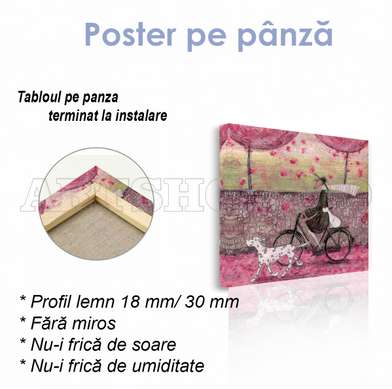 Poster - Plimbare de primăvară prin oraș, 100 x 100 см, Poster inramat pe sticla, Diverse