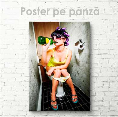 Poster - Fată cu alcool, 30 x 45 см, Panza pe cadru, Nude