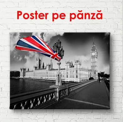 Poster - Dimineața în Londra, 90 x 60 см, Poster înrămat, Alb Negru