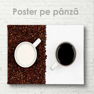 Poster - Cafea cu lapte, 90 x 60 см, Poster inramat pe sticla
