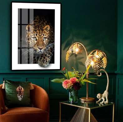 Постер, Грациозный лев, 60 x 90 см, Постер на Стекле в раме, Животные