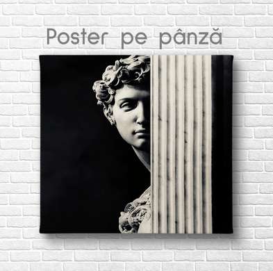 Постер - Древнеримская скульптура, 100 x 100 см, Постер на Стекле в раме, Черно Белые