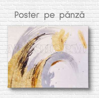 Poster - Golden Lines, 90 x 60 см, Framed poster on glass, Abstract