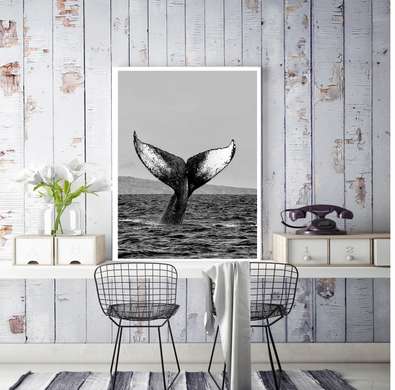 Постер - Хвост кита, 60 x 90 см, Постер на Стекле в раме, Морская Тематика