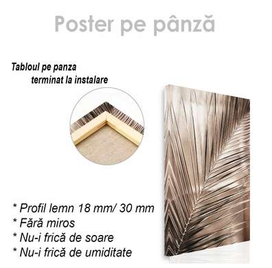Poster - Golden palm leaf, 30 x 45 см, Canvas on frame, Botanical