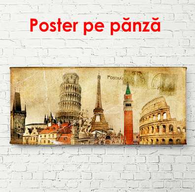 Poster - Obiective turistice antice, 150 x 50 см, Poster inramat pe sticla