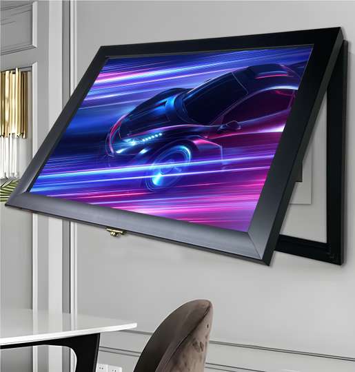 Tablou Multifuncțional, Masina Neon, 40x60cm, Ramă neagră