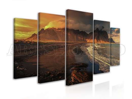 Modular picture, Mountains at sunset, 108 х 60