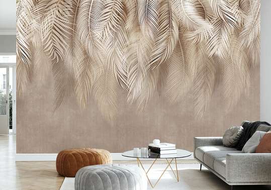 Wall Mural - Abstract brown palm leaves in lines