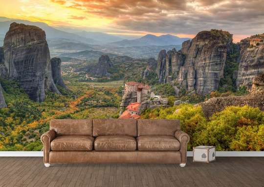 Wall Mural - Warm sunset in the mountains